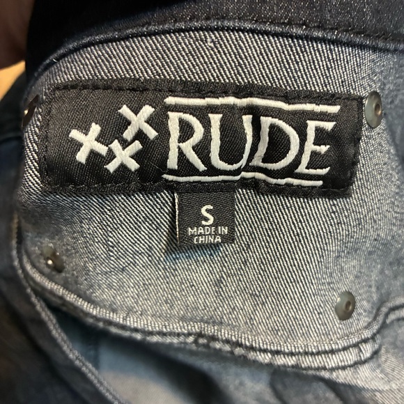 XXX RUDE Zero Future Lost Cause Denim Jean Vest with Studs Black Size Small - Picture 4 of 6
